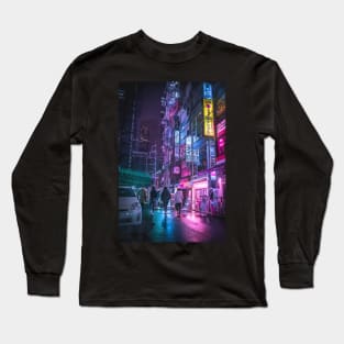 Cyberpunk Anime Aesthetic in Tokyo Japan Long Sleeve T-Shirt